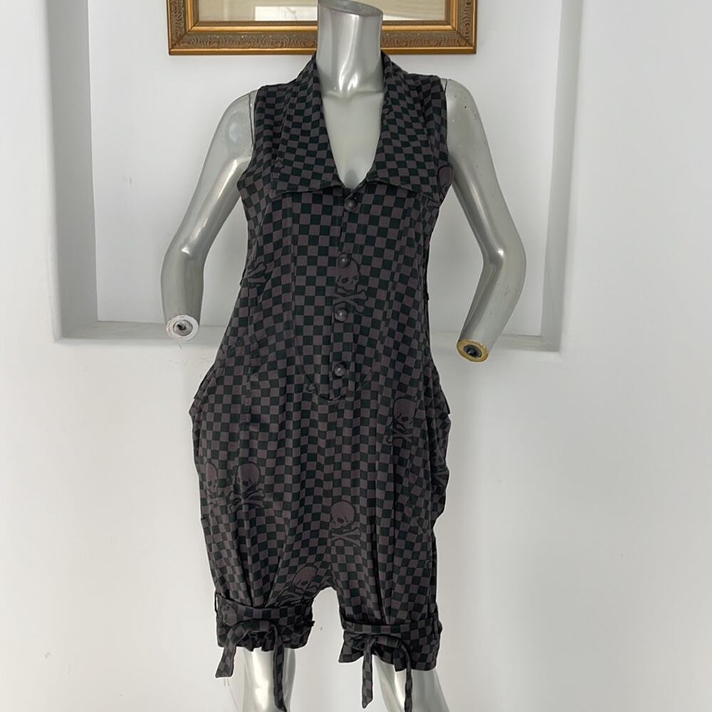 A.D. MOON Romper Gray/Teal Plaid Size M - Picture 12 of 13